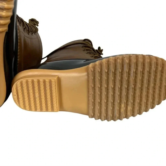 NWOT The Original Duck Boot by Sporto Ariel Lace Up Duck Rain Boots, Tan/Brown 6 - Picture 7 of 14